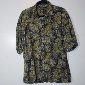 Croft & Barrow Sz L Mens Blue/green Hawaiian Tropical Shirt Short Sleeve Vintage